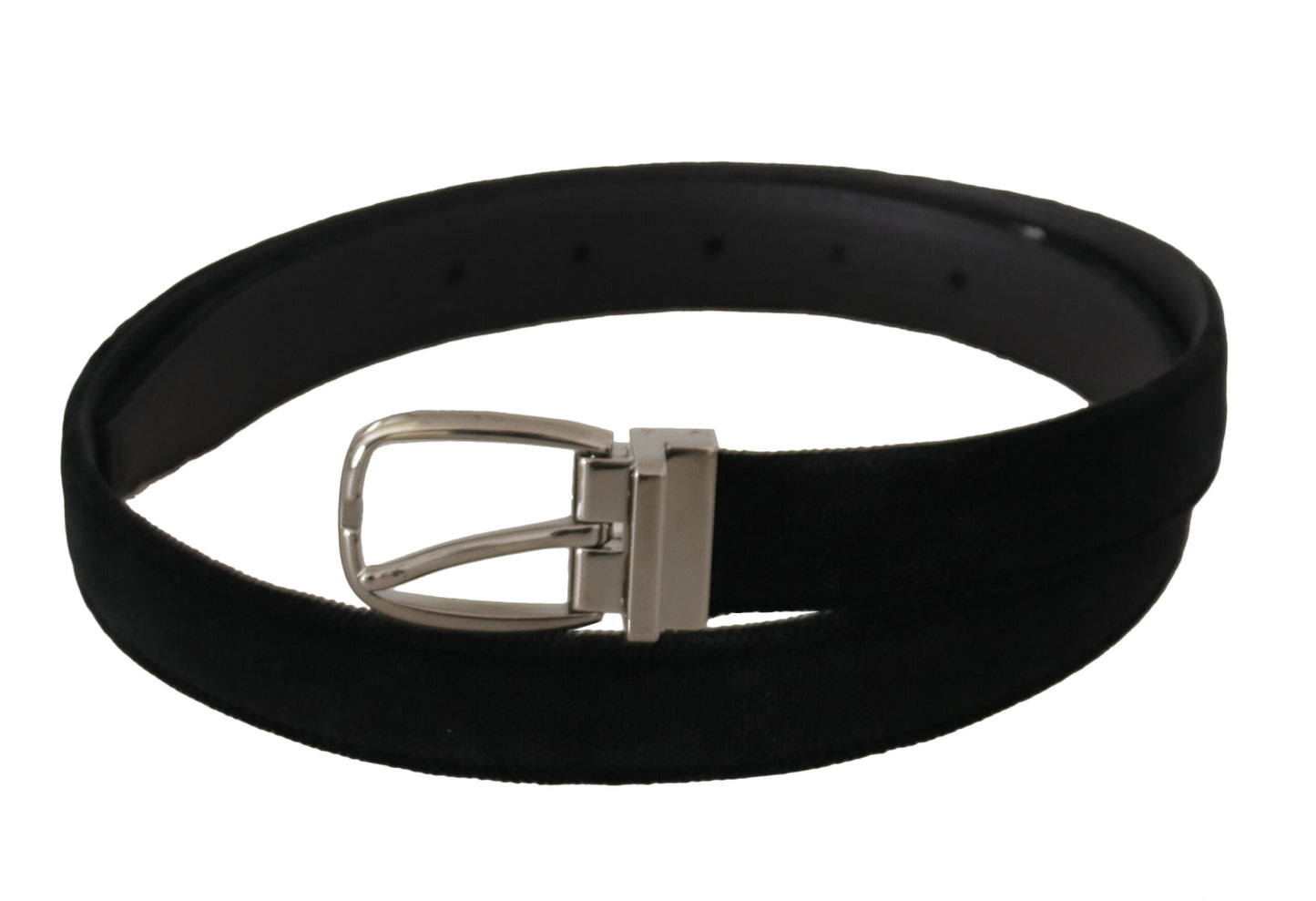 Dolce & Gabbana Elegant Black Velvet Engraved Buckle Belt Dolce & Gabbana