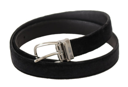 Dolce & Gabbana Elegant Velvet Designer Belt with Logo Engraved Buckle Dolce & Gabbana