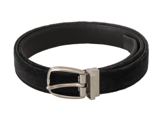 Dolce & Gabbana Elegant Velvet Designer Belt with Logo Engraved Buckle Dolce & Gabbana