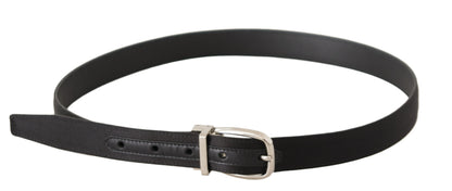 Dolce & Gabbana Elegant Black Leather-Canvas Designer Belt Dolce & Gabbana