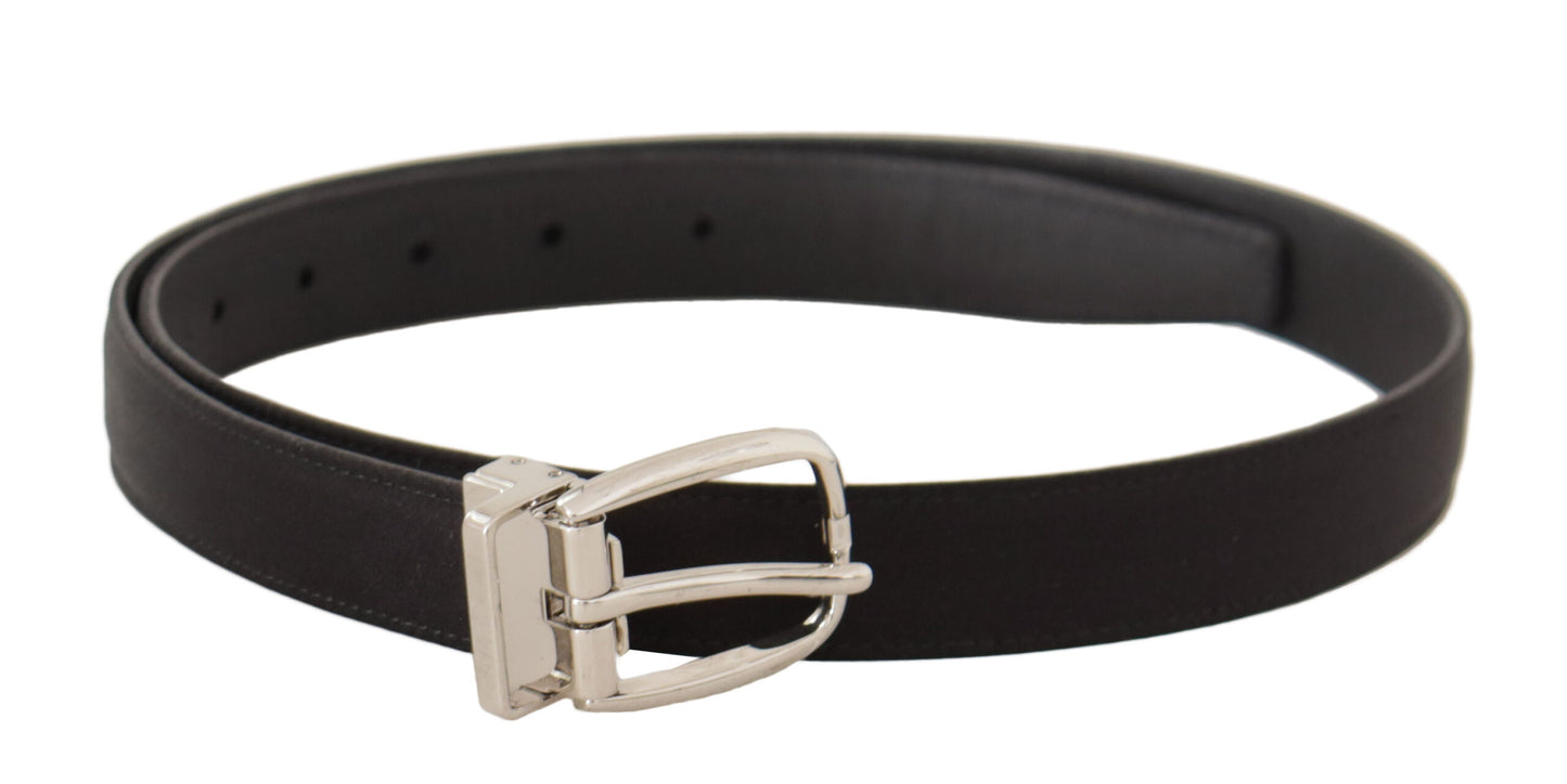 Dolce & Gabbana Elegant Black Leather-Canvas Designer Belt Dolce & Gabbana