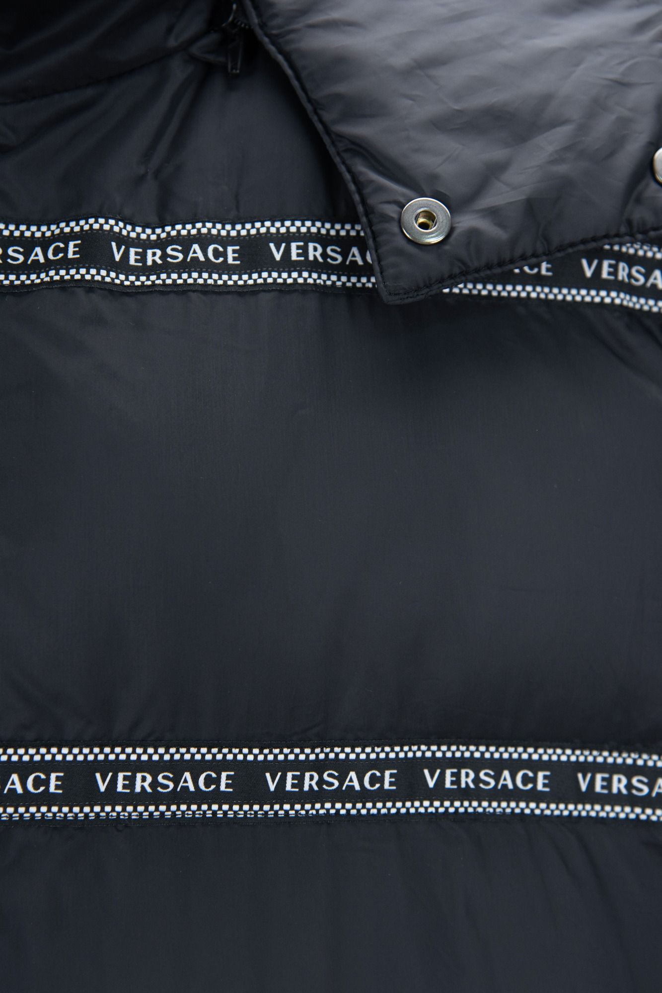 Versace Elegant Black Logo Band Vest with Detachable Hood Versace