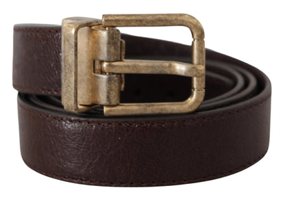 Dolce & Gabbana Elegant Leather Belt with Engraved Buckle Dolce & Gabbana