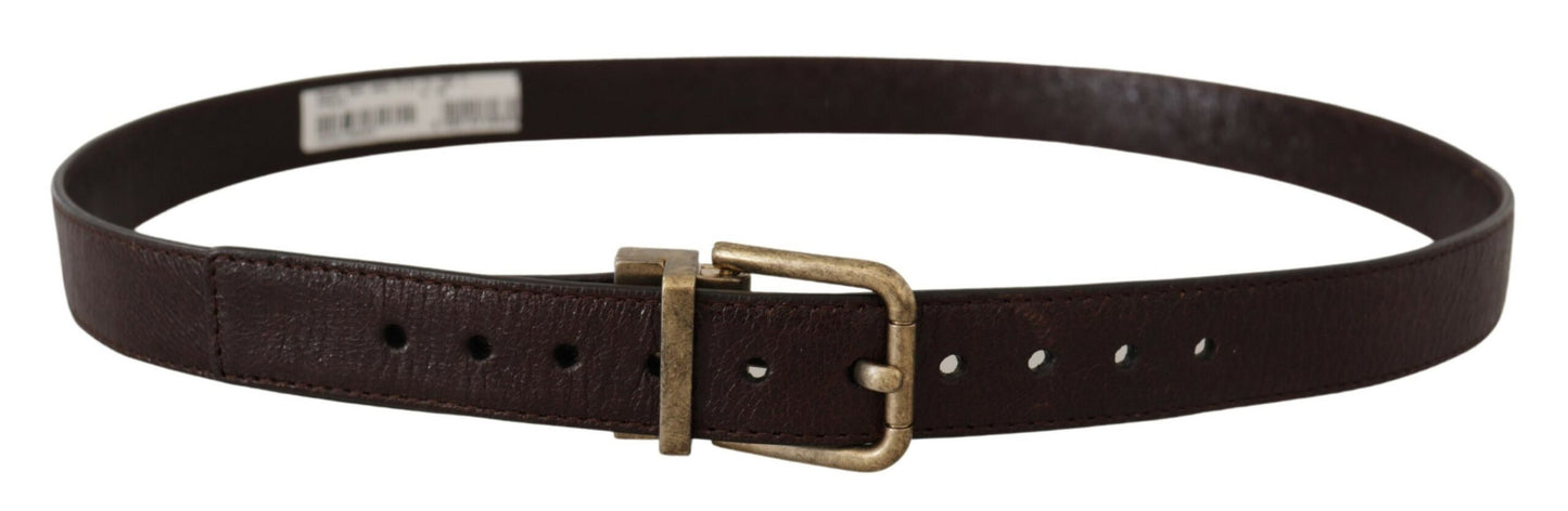 Dolce & Gabbana Elegant Leather Belt with Engraved Buckle Dolce & Gabbana