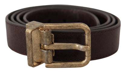 Dolce & Gabbana Elegant Leather Belt with Engraved Buckle Dolce & Gabbana