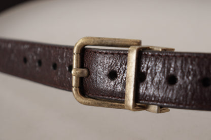 Dolce & Gabbana Elegant Leather Belt with Engraved Buckle Dolce & Gabbana