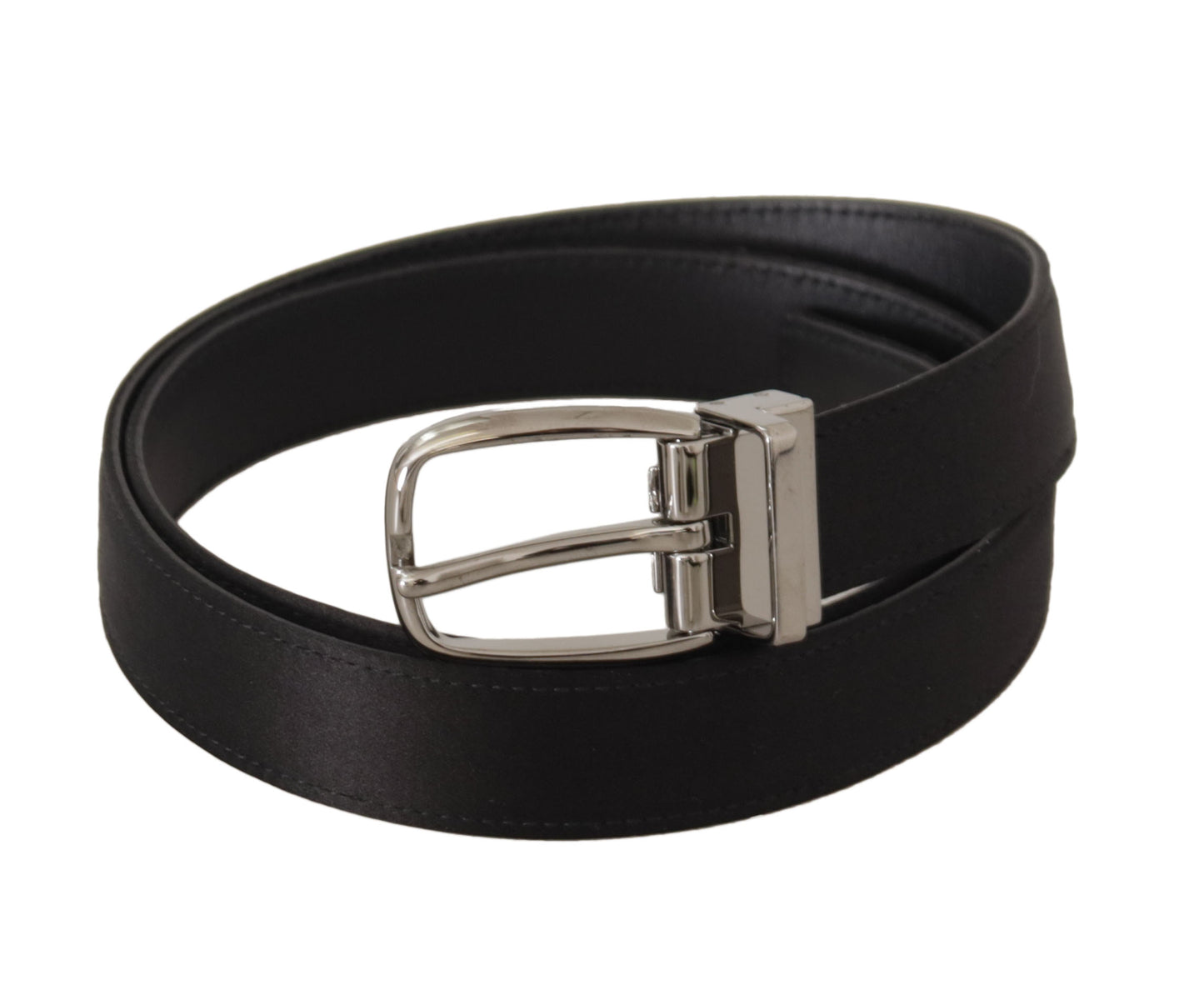 Dolce & Gabbana Elegant Silk Leather Belt with Logo Buckle Dolce & Gabbana