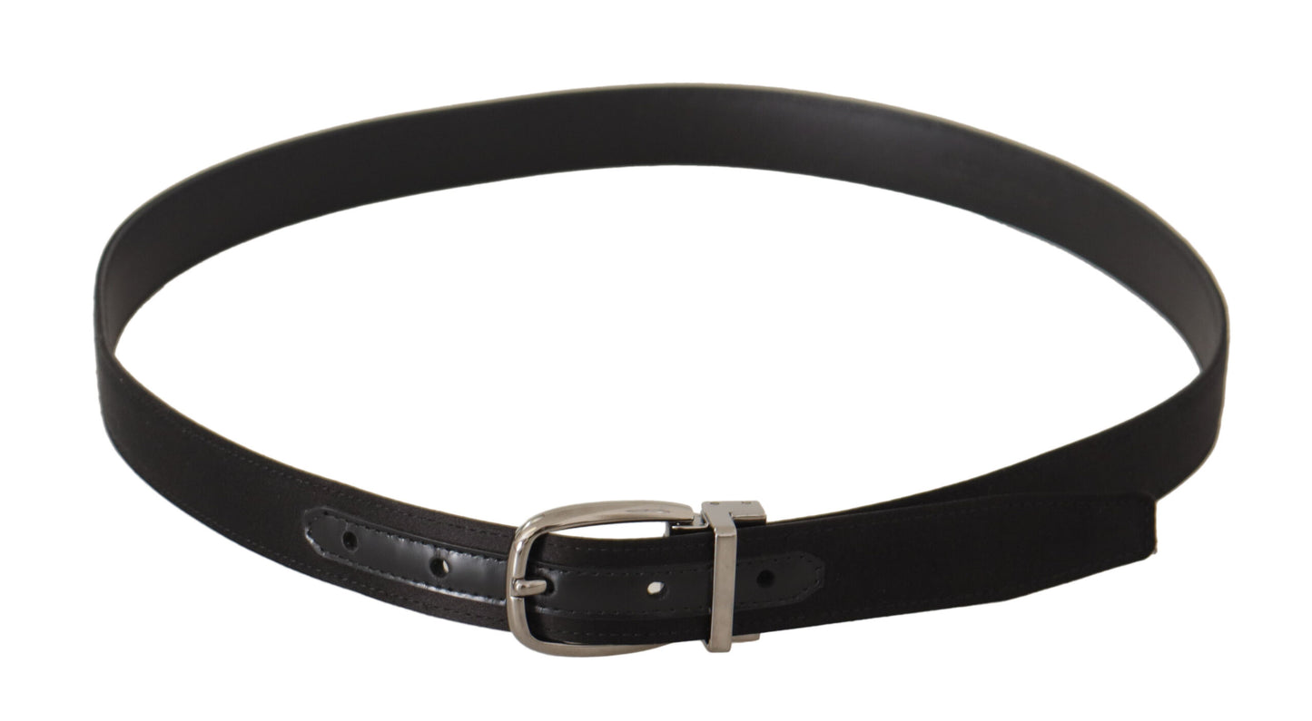 Dolce & Gabbana Elegant Silk Leather Belt with Logo Buckle Dolce & Gabbana