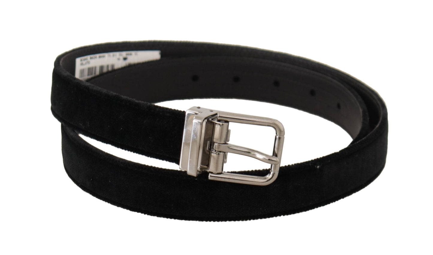 Dolce & Gabbana Elegant Black Velvet Designer Belt Dolce & Gabbana