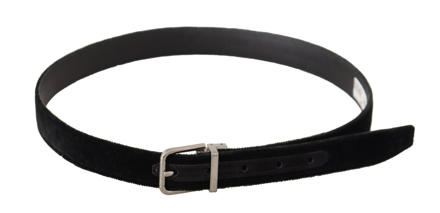 Dolce & Gabbana Elegant Black Velvet Designer Belt Dolce & Gabbana