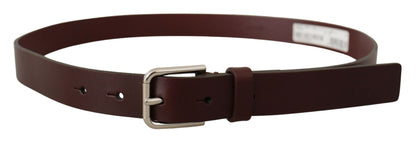 Dolce & Gabbana Maroon Luxe Leather Belt with Metal Buckle Dolce & Gabbana