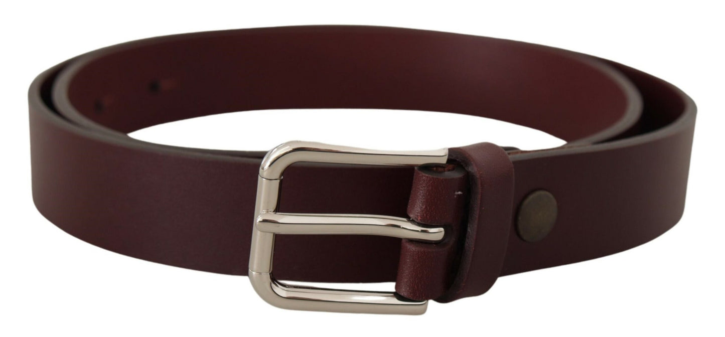 Dolce & Gabbana Maroon Luxe Leather Belt with Metal Buckle Dolce & Gabbana