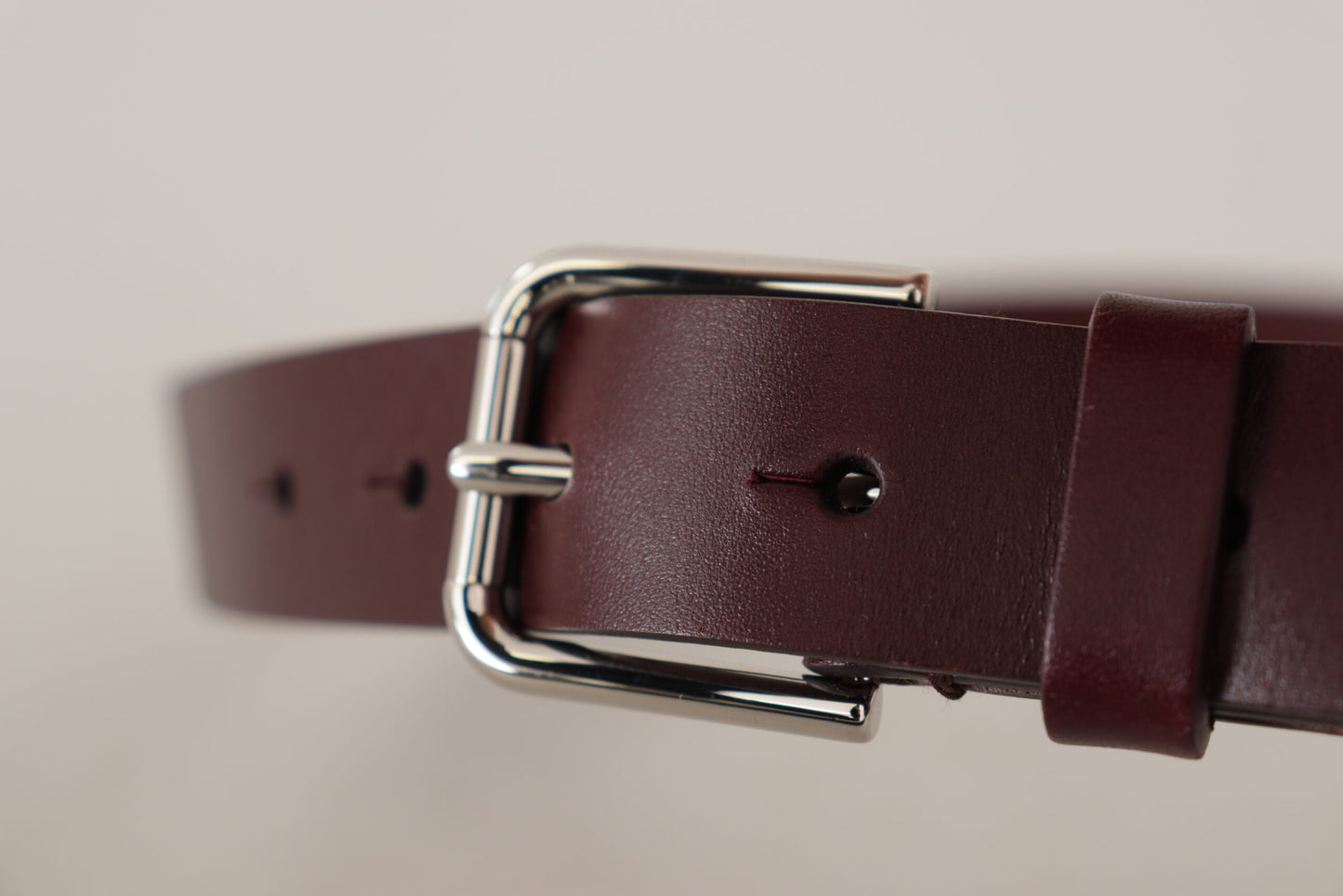 Dolce & Gabbana Maroon Luxe Leather Belt with Metal Buckle Dolce & Gabbana