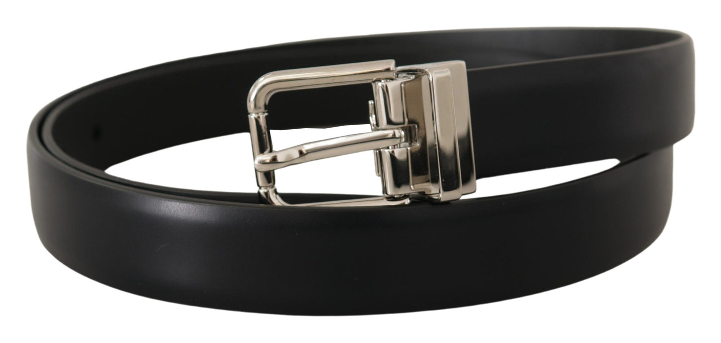 Dolce & Gabbana Elegant Black Leather Belt with Metal Buckle Dolce & Gabbana