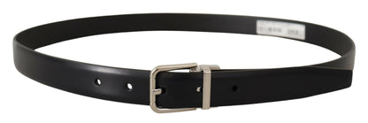 Dolce & Gabbana Elegant Black Leather Belt with Metal Buckle Dolce & Gabbana