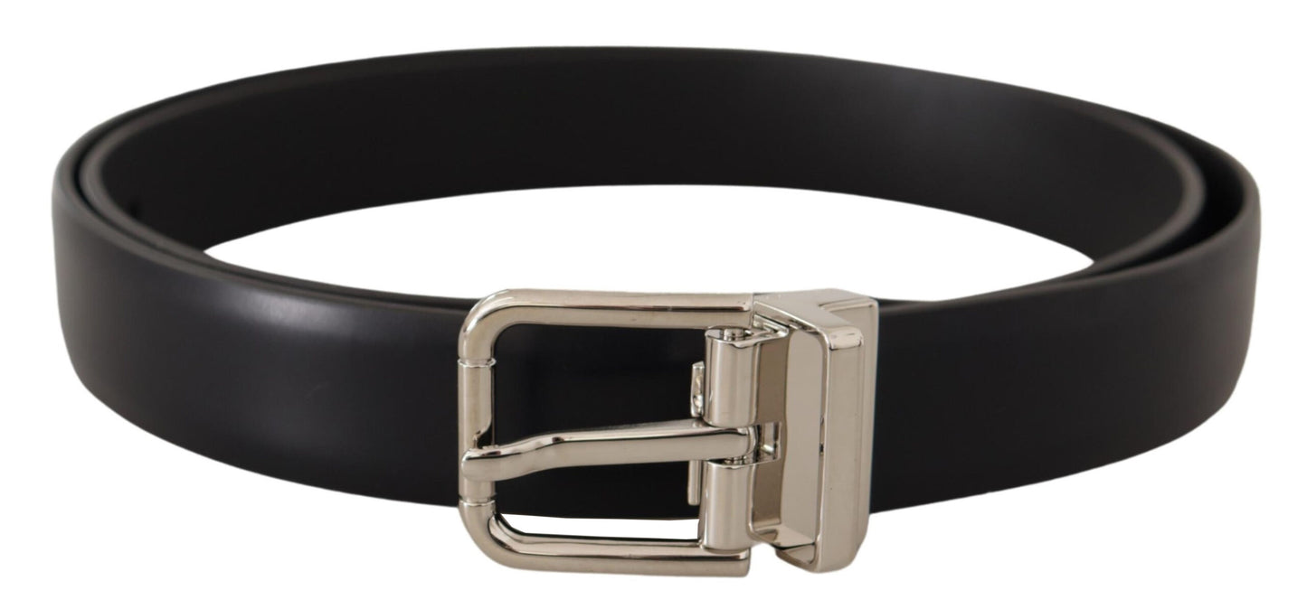 Dolce & Gabbana Elegant Black Leather Belt with Metal Buckle Dolce & Gabbana