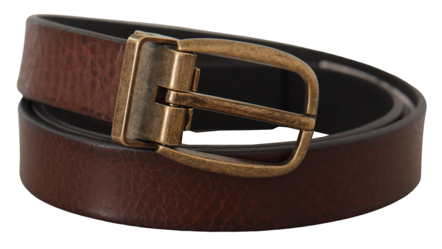 Dolce & Gabbana Elegant Leather Belt with Metal Buckle Dolce & Gabbana