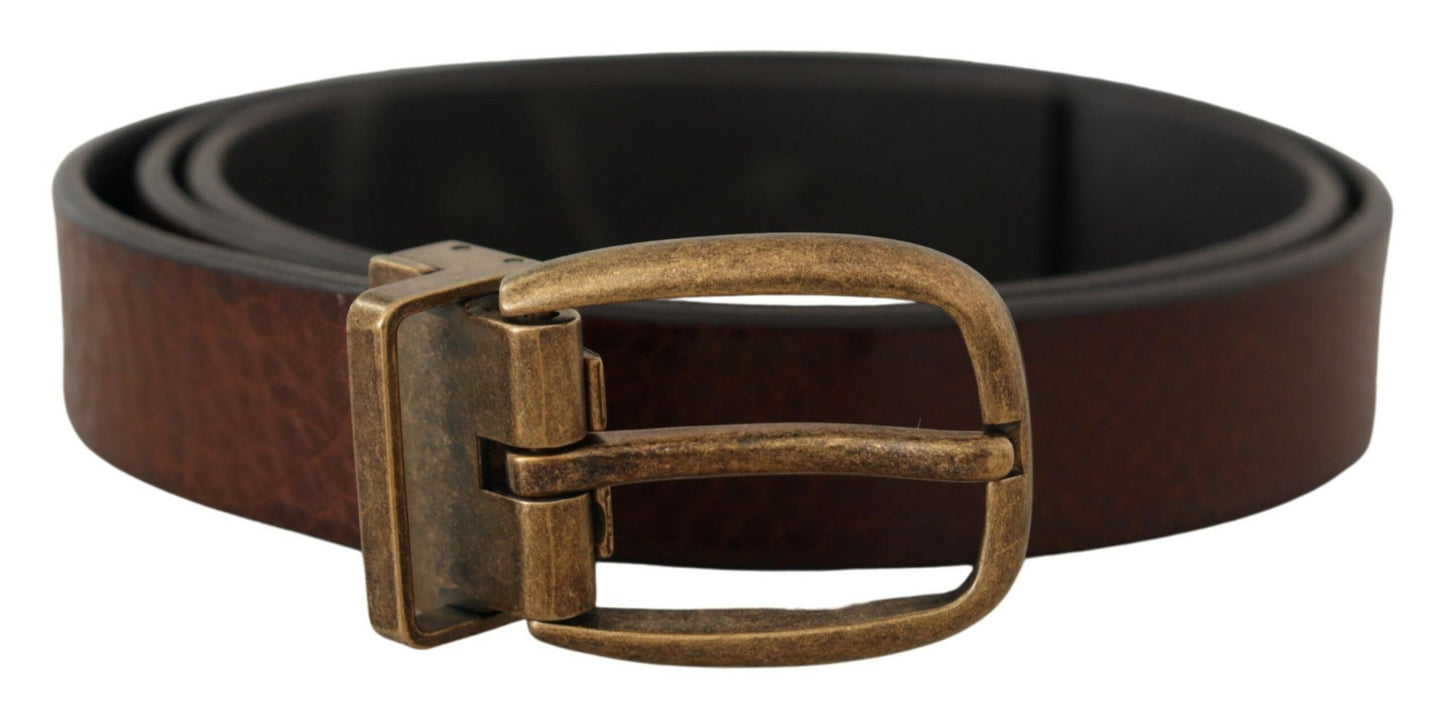 Dolce & Gabbana Elegant Leather Belt with Metal Buckle Dolce & Gabbana