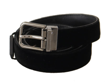 Dolce & Gabbana Elegant Black Cotton-Leather D&G Belt Dolce & Gabbana