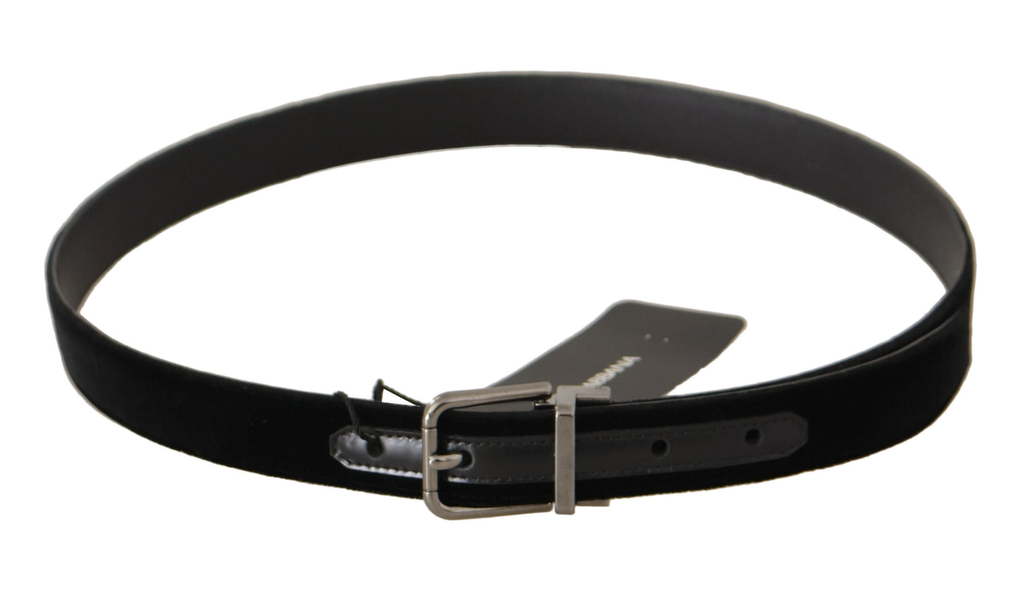 Dolce & Gabbana Elegant Black Cotton-Leather D&G Belt Dolce & Gabbana