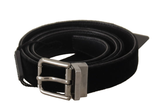 Dolce & Gabbana Elegant Black Cotton-Leather D&G Belt Dolce & Gabbana