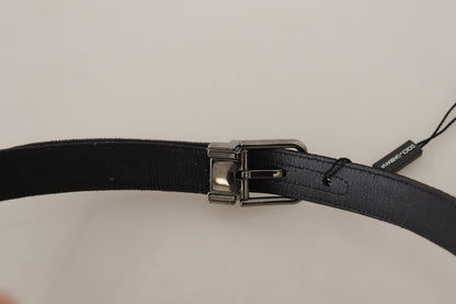 Dolce & Gabbana Elegant Black Cotton-Leather D&G Belt Dolce & Gabbana