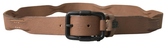 Ermanno Scervino Elegant Brown Leather Waist Belt with Black Metal Buckle Ermanno Scervino