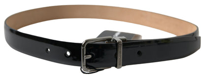 Dolce & Gabbana Elegant Black Leather Belt with Metal Buckle Dolce & Gabbana