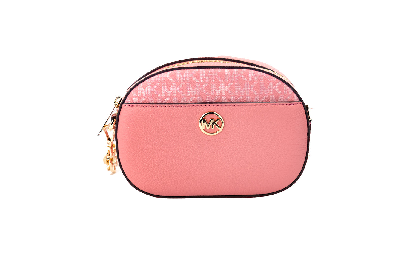 Michael Kors Jet Set Glam Tea Rose Leather Oval Crossbody Handbag Purse Michael Kors