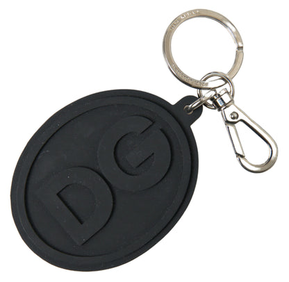 Dolce & Gabbana Elegant Black Rubber and Brass Keychain Dolce & Gabbana