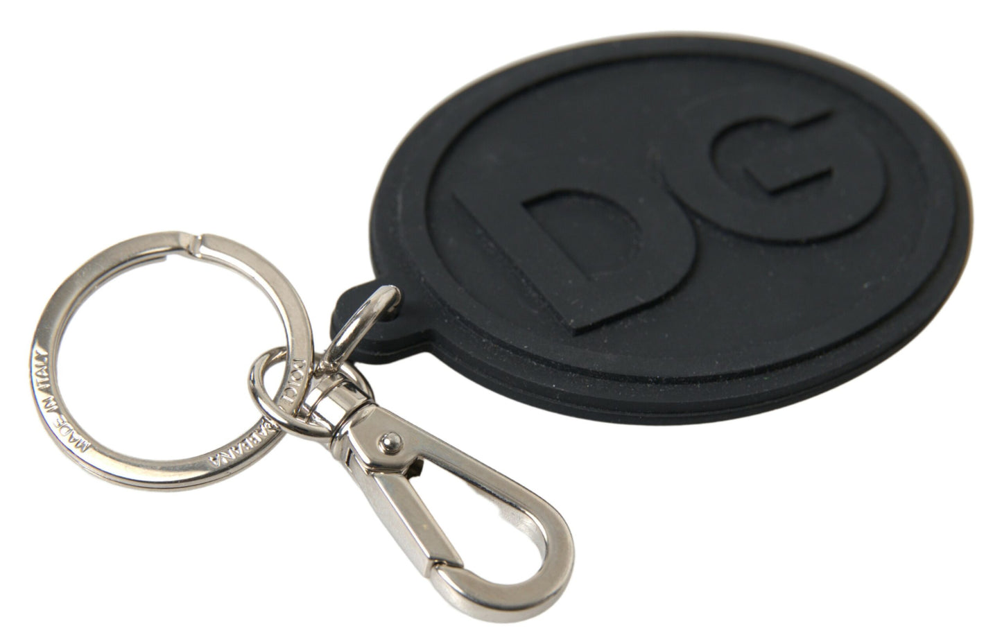 Dolce & Gabbana Elegant Black Rubber and Brass Keychain Dolce & Gabbana