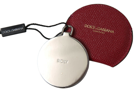 Dolce & Gabbana Chic Red Leather Hand Mirror Holder Dolce & Gabbana