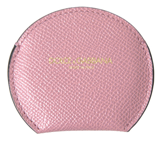 Dolce & Gabbana Elegant Pink Leather Hand Mirror Holder Dolce & Gabbana