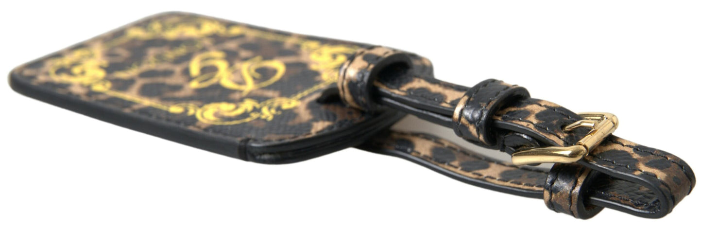 Dolce & Gabbana Elegant Leopard Leather Luggage Tag Dolce & Gabbana