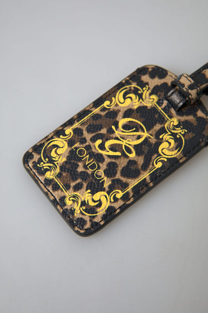 Dolce & Gabbana Elegant Leopard Leather Luggage Tag Dolce & Gabbana