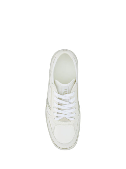 Fendi Elegant Low Top Calfskin Sneakers in White Fendi