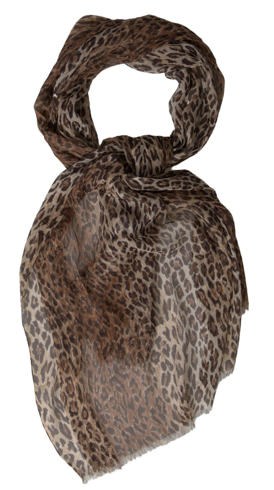 Dolce & Gabbana Elegant Silk Neck Wrap Scarf in Luxurious Brown Dolce & Gabbana