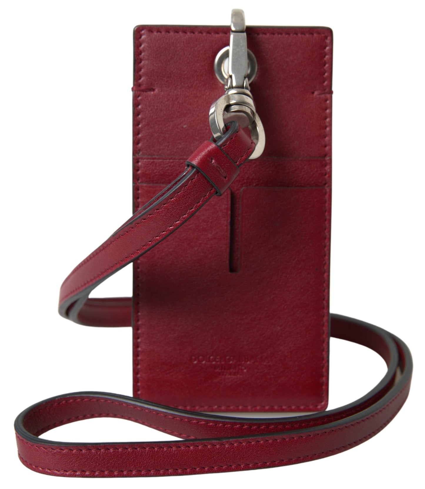 Dolce & Gabbana Elegant Red Leather Cardholder with Lanyard Dolce & Gabbana