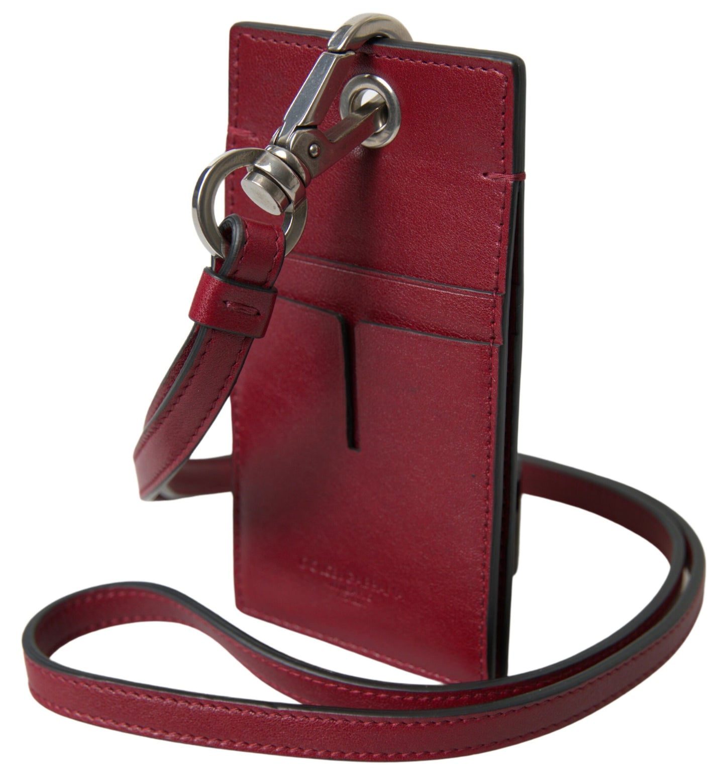 Dolce & Gabbana Elegant Red Leather Cardholder with Lanyard Dolce & Gabbana