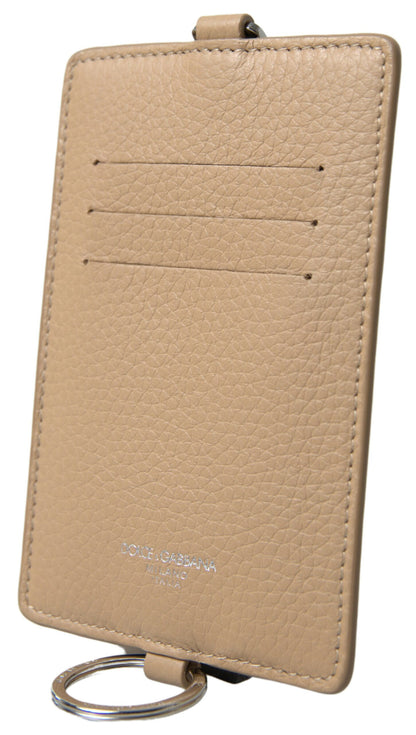 Dolce & Gabbana Elegant Beige Leather Cardholder Wallet Dolce & Gabbana