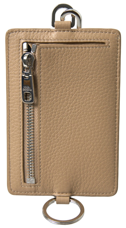 Dolce & Gabbana Elegant Beige Leather Cardholder Wallet Dolce & Gabbana