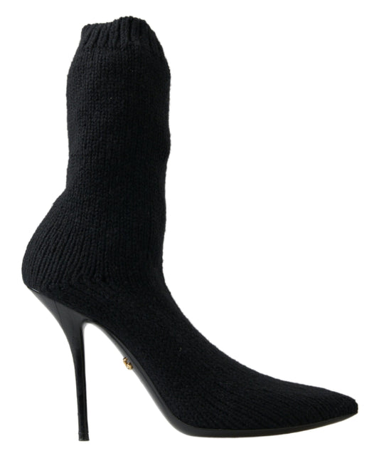 Dolce & Gabbana Elegant Black Viscose Mid-Calf Boots Dolce & Gabbana