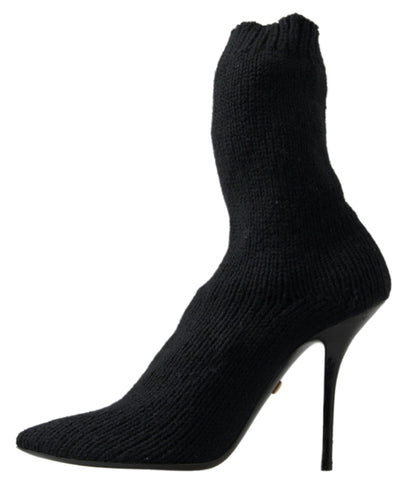 Dolce & Gabbana Elegant Black Viscose Mid-Calf Boots Dolce & Gabbana