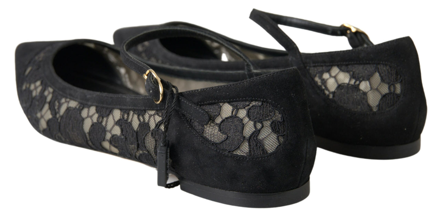 Dolce & Gabbana Elegant Black Lace Flats Dolce & Gabbana