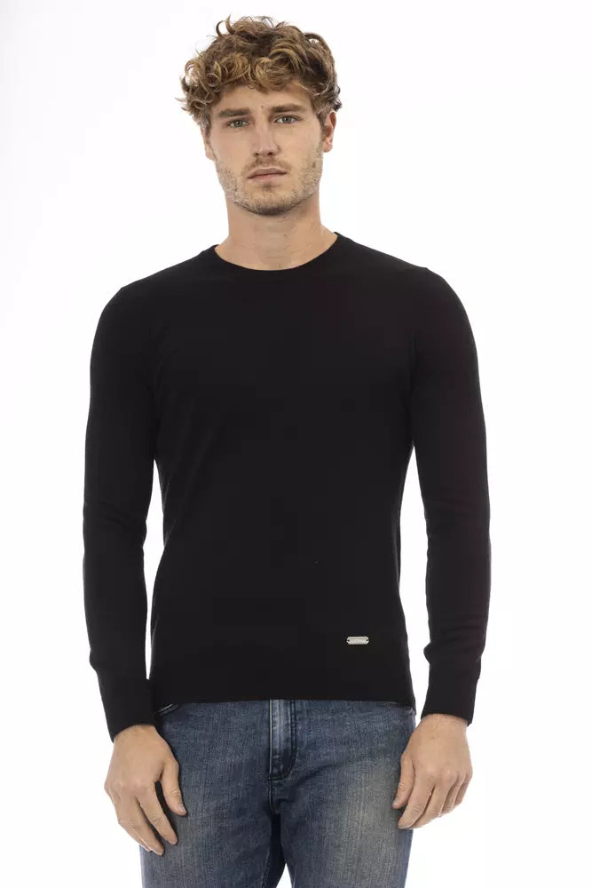 Baldinini Trend Black Wool Men Sweater Baldinini Trend