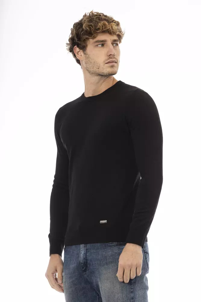 Baldinini Trend Black Wool Men Sweater Baldinini Trend