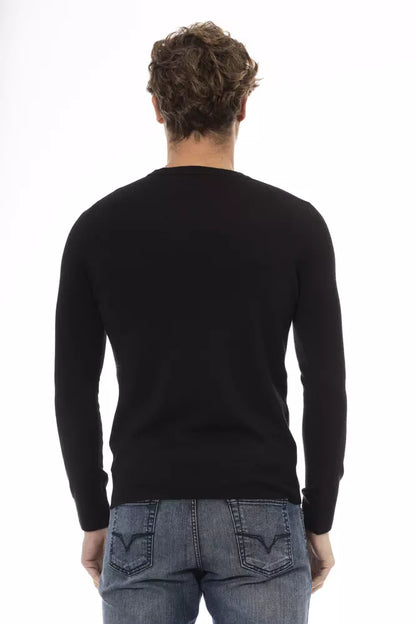 Baldinini Trend Black Wool Men Sweater Baldinini Trend