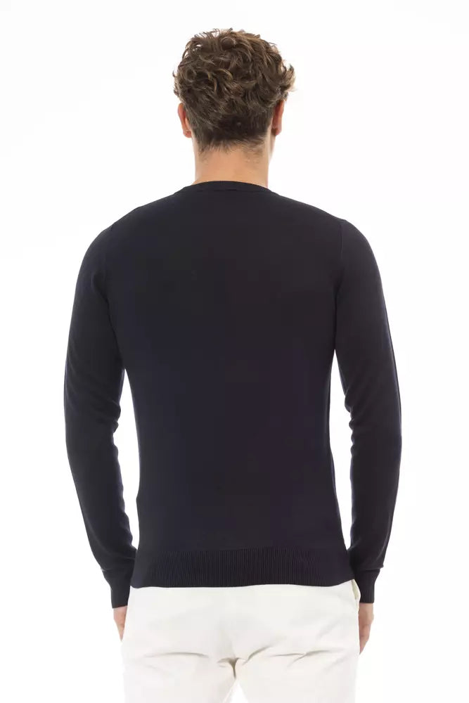 Baldinini Trend Blue Modal Men Sweater Baldinini Trend