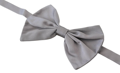 Dolce & Gabbana Elegant Silver Gray Silk Bow Tie Dolce & Gabbana