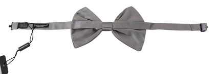 Dolce & Gabbana Elegant Silver Gray Silk Bow Tie Dolce & Gabbana